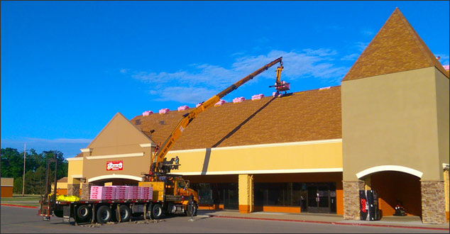 Commercial roofing contractor project Birch Run Shopping Center
