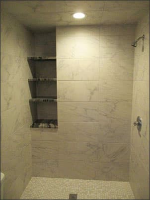 Tile walk-in shower