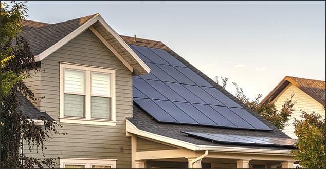 Solar panels on roof of house